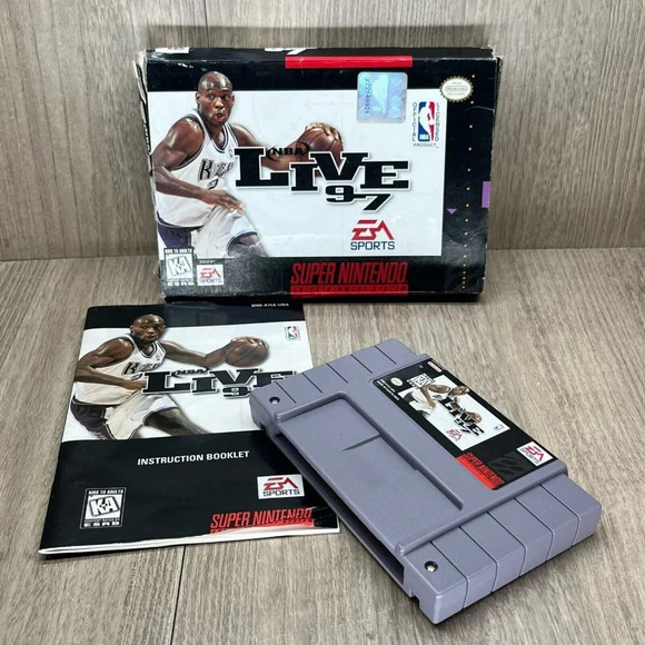 1996 NBA Live 97 Video Games Nintendo SNES w/ Box - Tested - Picture 6 of 8